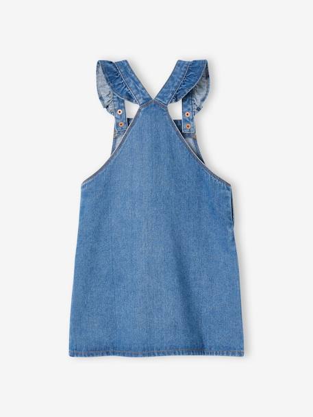 Robe salopette en jean bretelles volantées fille stone 2 - vertbaudet enfant 