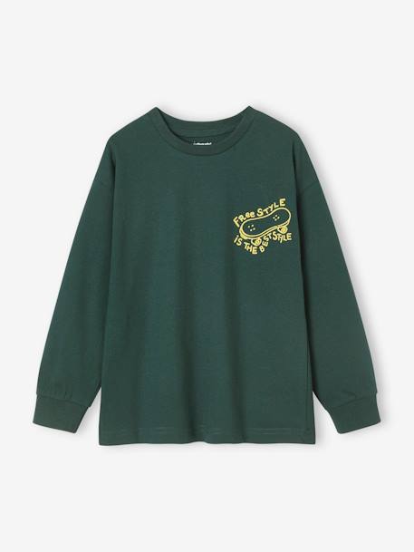 T-shirt motif cool poitrine garçon manches longues bordeaux+vert sapin 4 - vertbaudet enfant 