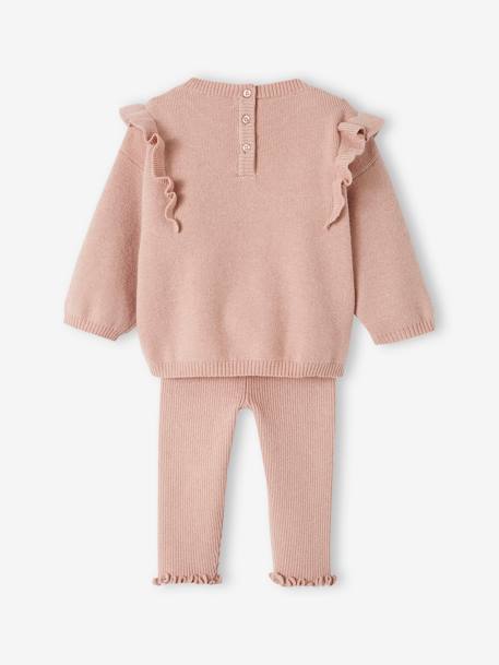 Ensemble bébé tricot pull + legging rose poudré 6 - vertbaudet enfant 
