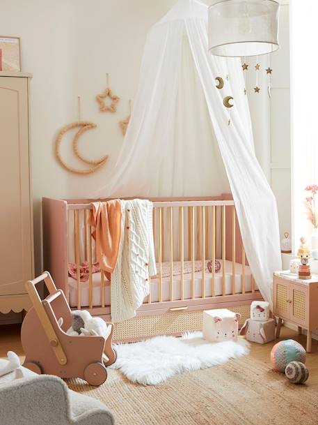 Lit Bébé évolutif 70x140cm avec tiroir de rangement en cannage POESIE rose nude 4 - vertbaudet enfant 