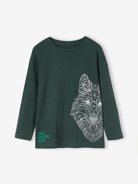 Tee-shirt motif animal garçon en coton recyclé vert sapin 1 - vertbaudet enfant 