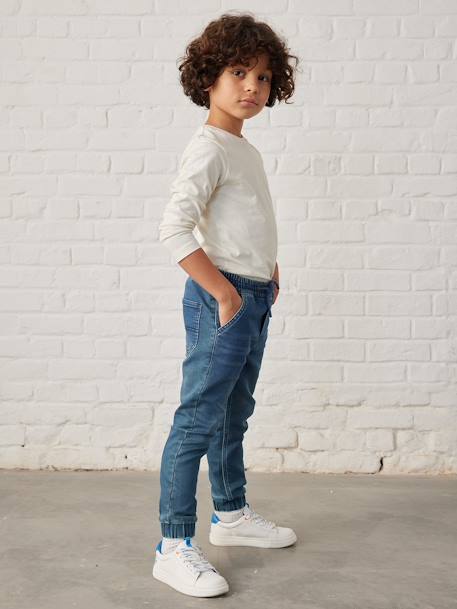 Garçon-Jean-Pantalon jogger en denim effet molleton facile à enfiler garçon