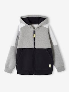 -Sweat garçon zippé à capuche effet colorblock sport 
