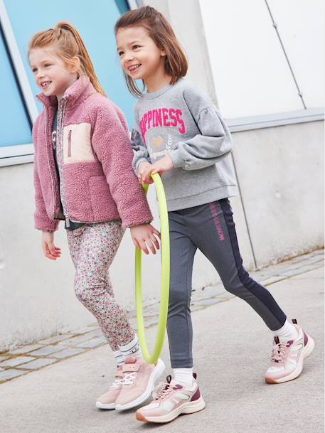 Sweat sport fille 'Hapiness' en bouclette et détails irisés fille gris chiné 6 - vertbaudet enfant 