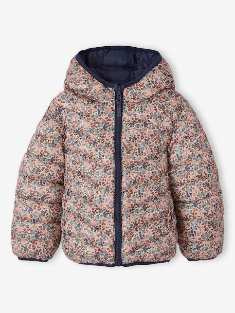 Doudoune Fille Thermosensible Vertbaudet | Motifs Magiques Qui Changent De Couleur Au Froid | Doublure Sherpa | Capuche à Fausse Fourrure | Taille Enfant