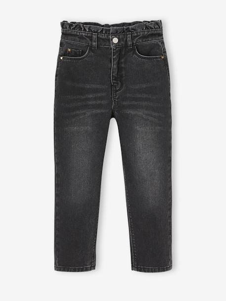 Jean fille mom poches coeur denim gris+gris+stone 3 - vertbaudet enfant 