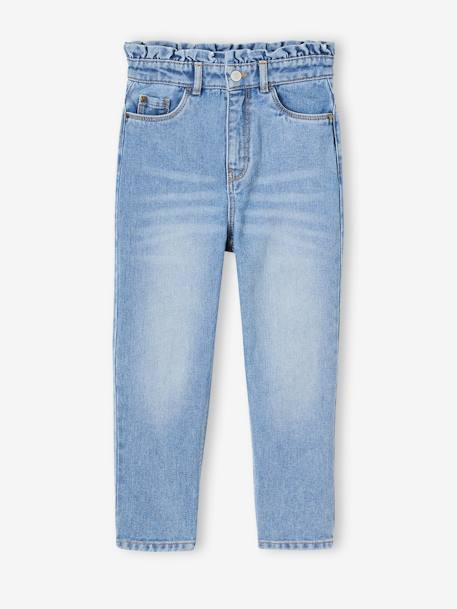 Jean fille mom poches coeur denim gris+gris+stone 16 - vertbaudet enfant 