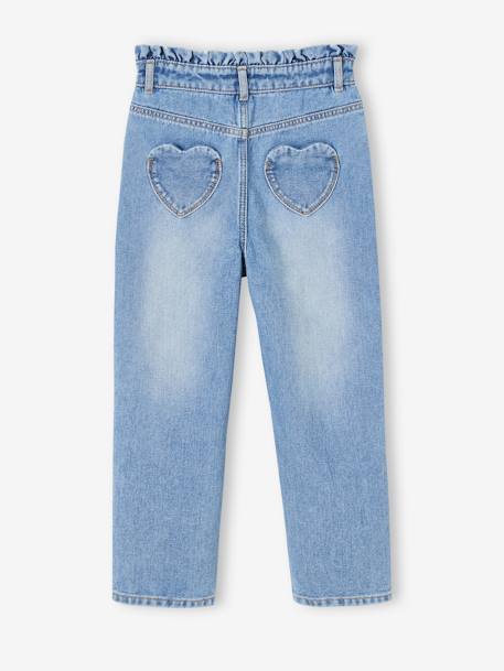 Jean fille mom poches coeur denim gris+gris+stone 17 - vertbaudet enfant 