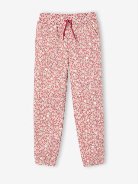 Fille-Vêtements de sport-Pantalon jogging imprimé fleurs en molleton fille