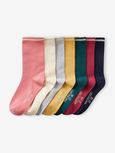 oeko-tex-Fille-Sous-vêtement-Chaussettes-Lot de 7 paires de mi-chaussettes fille lurex BASICS