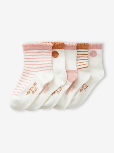 Lot de 5 paires de chaussettes pois/rayures bébé fille  - vertbaudet enfant