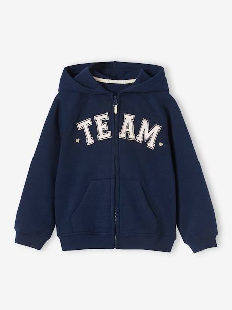 Tous nos sweats-Fille-Vêtements de sport-Sweat zippé à capuche motif "Team" sport fille