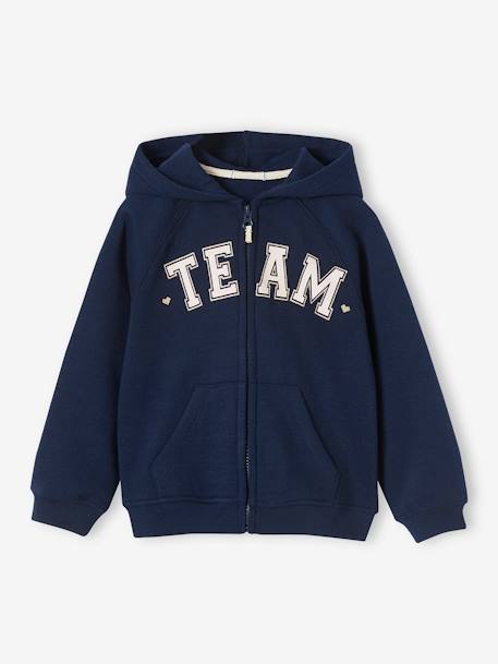 Sweat zippé à capuche motif "Team" sport fille  - vertbaudet enfant