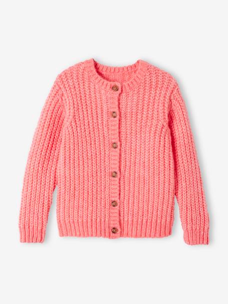 Gilet loose en maille mousseuse fille rose bonbon 3 - vertbaudet enfant 