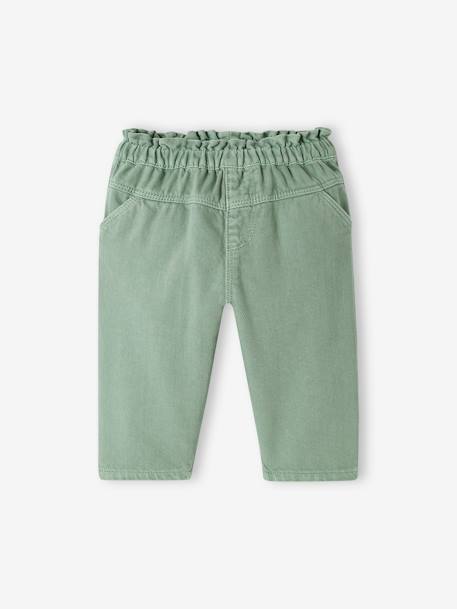 Pantalon en twill bébé taille élastiquée vert 1 - vertbaudet enfant 