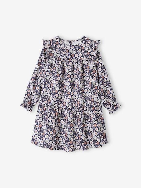 Robe imprimée fleurs manches volantées fille bleu grisé+bleu nuit+écru+vert+vert d'eau+vieux rose 5 - vertbaudet enfant 