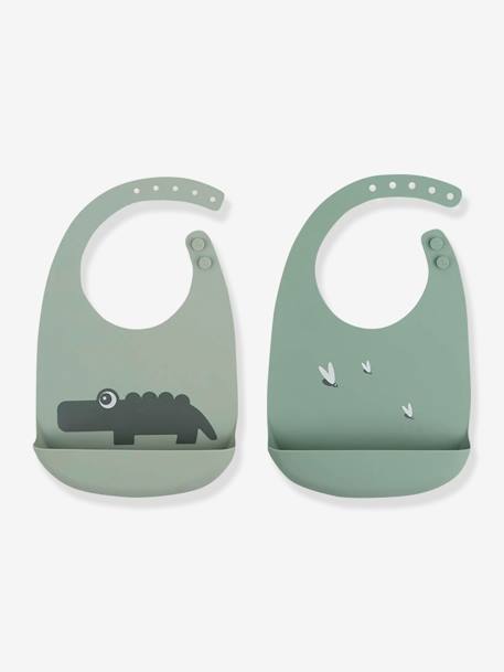 Lot de 2 bavoirs silicone Croco vert 1 - vertbaudet enfant 