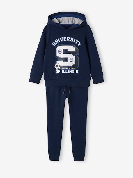 VERTBAUDET Ensemble Sport 3 Pièces Garçon Bleu 6A - Sweat Capuche, Tee-shirt Et Short Tennis