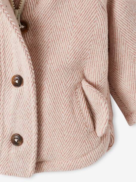 Manteau en drap de laine Bébé doublé de fausse fourrure rose 6 - vertbaudet enfant 