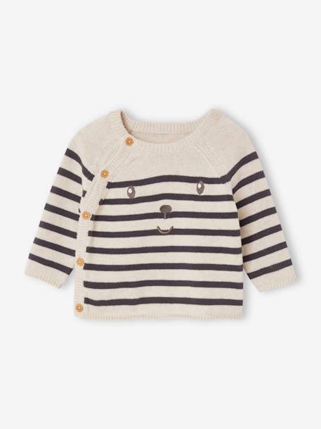 Pull marinière bébé en coton beige chiné 1 - vertbaudet enfant 