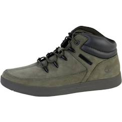 Chaussures-Basket Montante Timberland Juniors Davis Square - Vert - Lacets - Cuir - Dark green - Mixte - Adulte