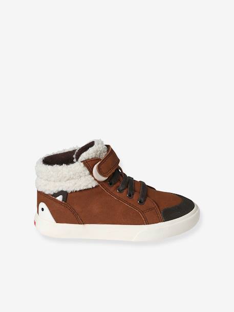 Baskets enfant garçon synthétique à scratchs et lacets élastiqués marron 2 - vertbaudet enfant 