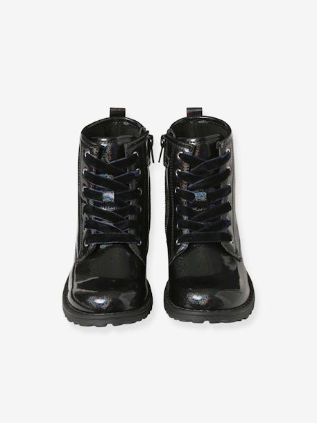 Bottines enfant fille vernies synthétique zippées noir+noir imprimé 4 - vertbaudet enfant 