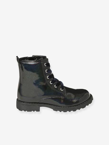 Bottines enfant fille vernies synthétique zippées noir+noir imprimé 2 - vertbaudet enfant 