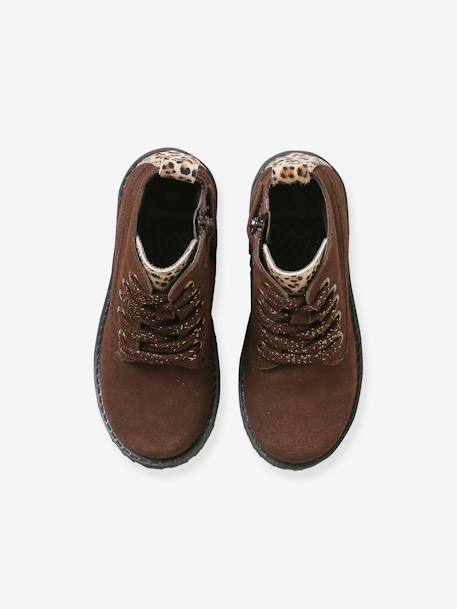 Boots lacées et zippées en cuir fille collection maternelle marron 4 - vertbaudet enfant 