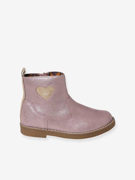 Boots coeur en cuir fille collection maternelle rose 2 - vertbaudet enfant 