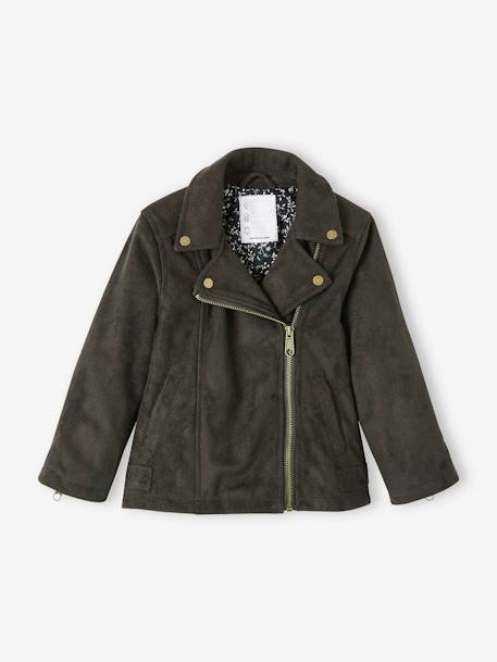 Veste fille en nubuck anthracite+marron clair 1 - vertbaudet enfant 