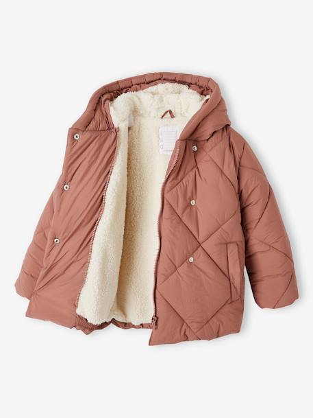 Doudoune fille à capuche doublée sherpa blush+marine+vert 5 - vertbaudet enfant 