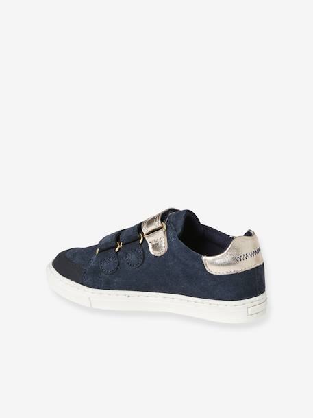 Baskets enfant fille en cuir à scratchs marine+marron+noir 3 - vertbaudet enfant 