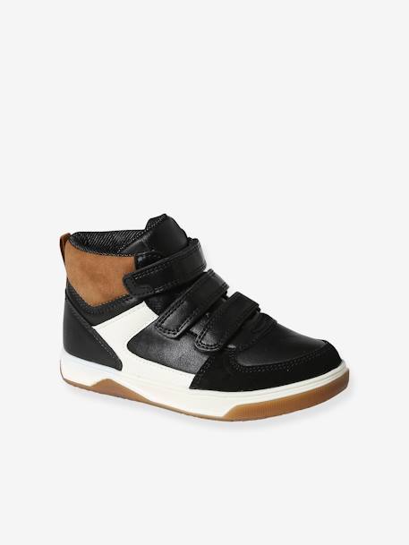 Baskets enfant garçon synthétique montantes à scratchs noir 1 - vertbaudet enfant 