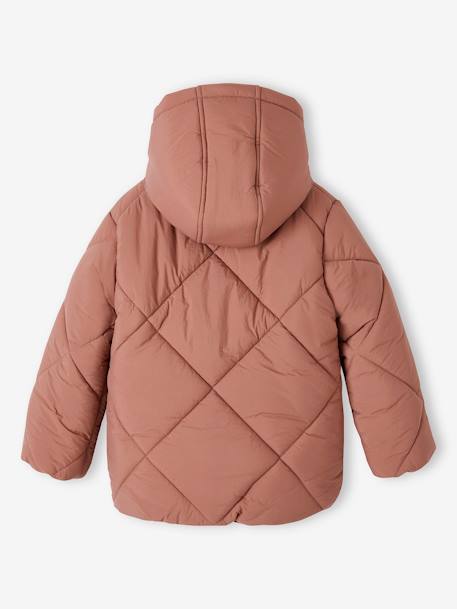 Doudoune fille à capuche doublée sherpa blush+marine+vert 6 - vertbaudet enfant 