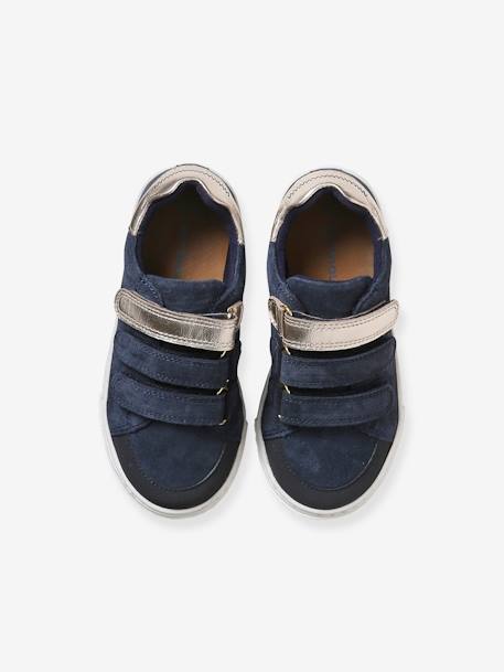 Baskets enfant fille en cuir à scratchs marine+marron+noir 4 - vertbaudet enfant 