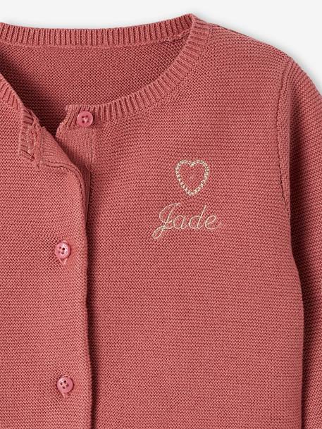 Cardigan broderie dorée coeur bébé beige+vieux rose 9 - vertbaudet enfant 