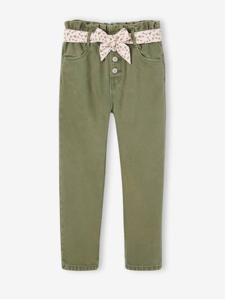 Pantalon paperbag fille et sa ceinture foulard à fleurs abricot+mauve+vert 8 - vertbaudet enfant 