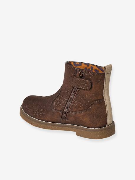 Boots enfant fille coeur cuir zippées bronze 4 - vertbaudet enfant 