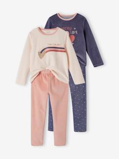 Lot de 2 pyjamas "love" en velours fille  - vertbaudet enfant