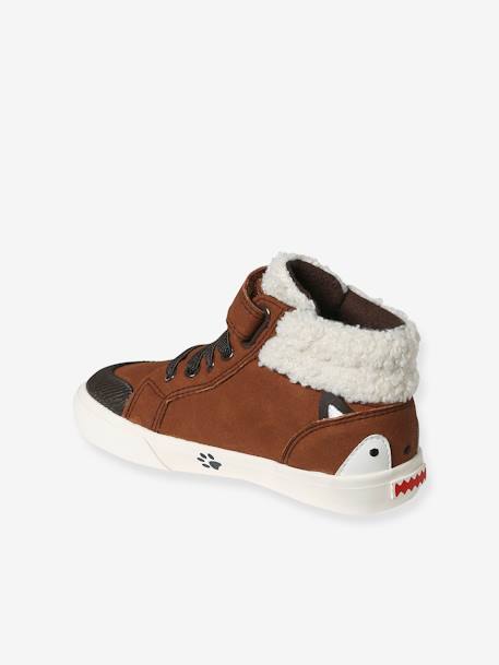 Baskets enfant garçon synthétique à scratchs et lacets élastiqués marron 3 - vertbaudet enfant 