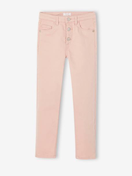 Pantalon fille mom MorphologiK fin écru+encre+pêche+rose poudré 16 - vertbaudet enfant 