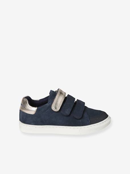 Baskets enfant fille en cuir à scratchs marine+marron+noir 2 - vertbaudet enfant 