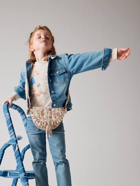 Fille-Manteau, veste-Veste-Veste en jean animation fleurs pop au dos fille