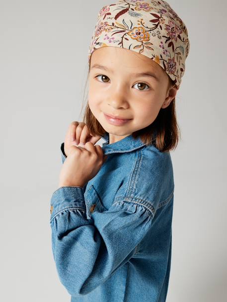 Foulard Imprimé Fleurs Vanille Vertbaudet – Carré 100% Coton, Motif Fleuri Élégant Pour Fille