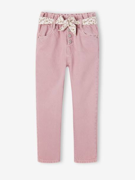 Pantalon fille paperbag ceinture foulard cannelle+mauve 7 - vertbaudet enfant 