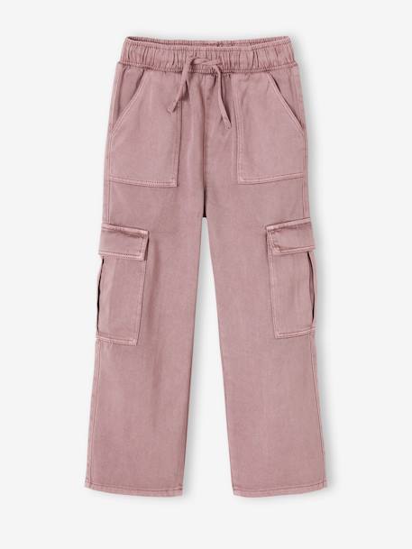Pantalon fille cargo facile à enfiler kaki+mauve 5 - vertbaudet enfant 