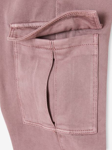 Pantalon fille cargo facile à enfiler kaki+mauve 8 - vertbaudet enfant 