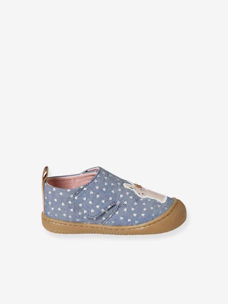 Chaussons bébé toile scratch blanc imprimé+bleu chambray+rose imprimé 8 - vertbaudet enfant 