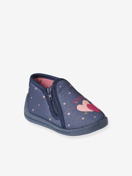 Chaussons zippés bébé en toile bleu 1 - vertbaudet enfant 